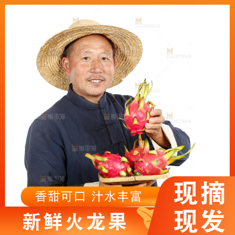 农民手里拿着火龙果