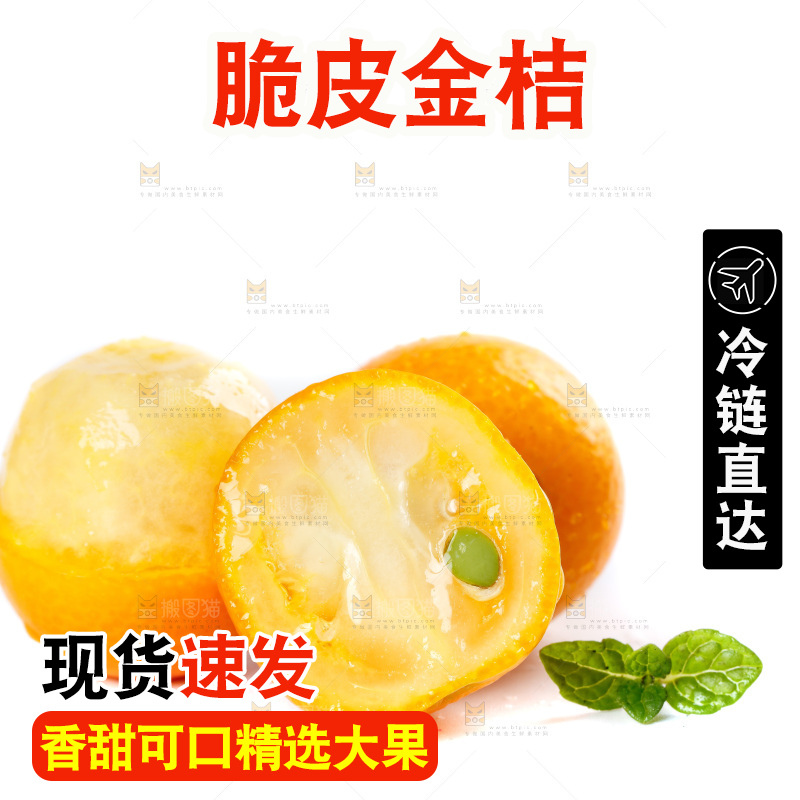 白底上放着小金桔