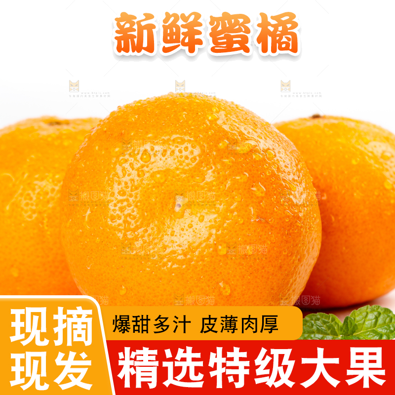 白底上摆放着蜜橘