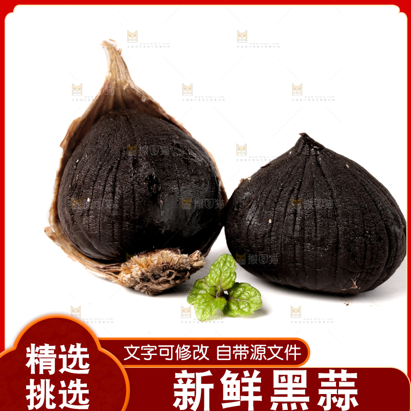 白底上的黑蒜头