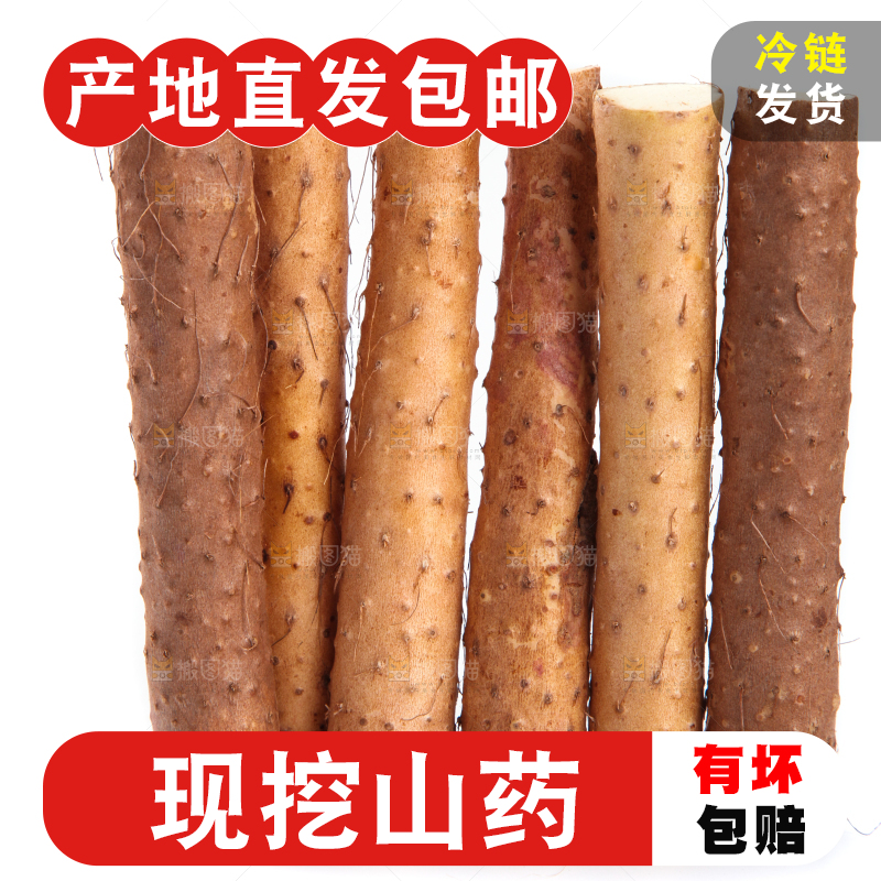 白底上放着淮山药