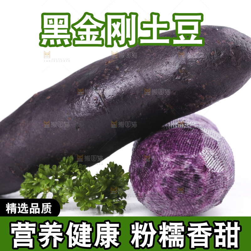 白底上的黑紫马铃薯