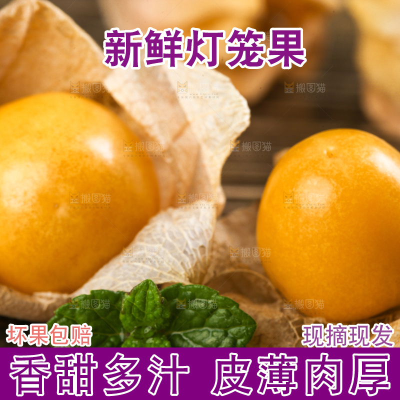 条纹布上摆放着姑娘果