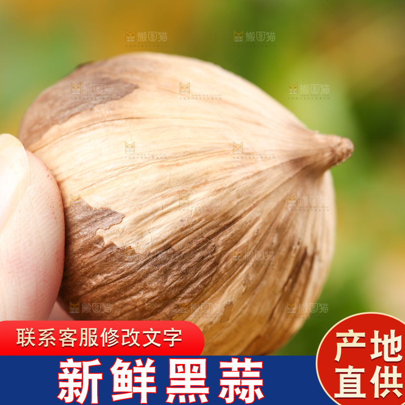 手里拿着黑蒜头