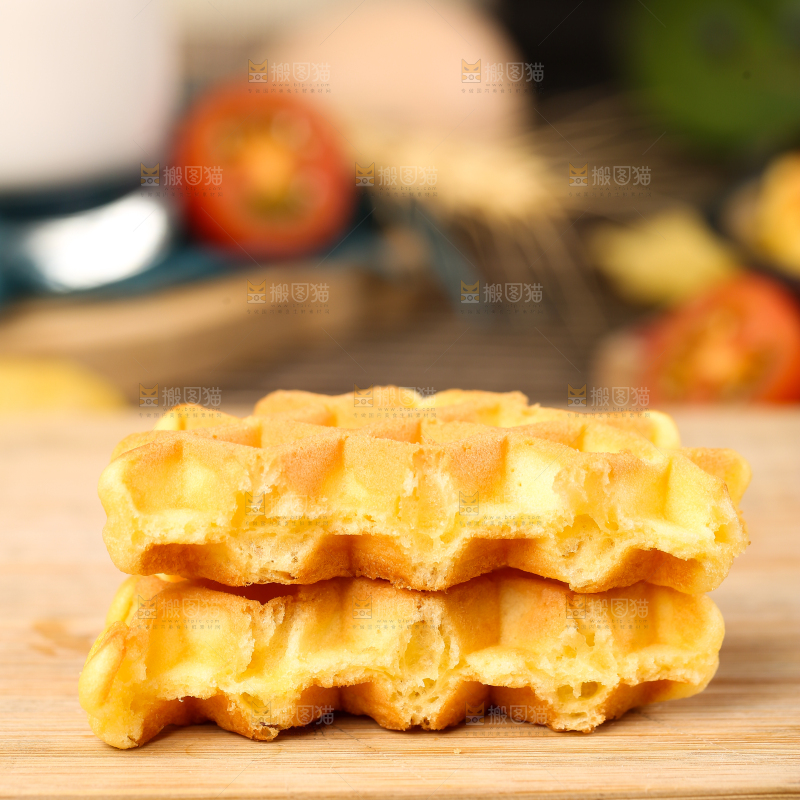 木底上的华夫饼干
