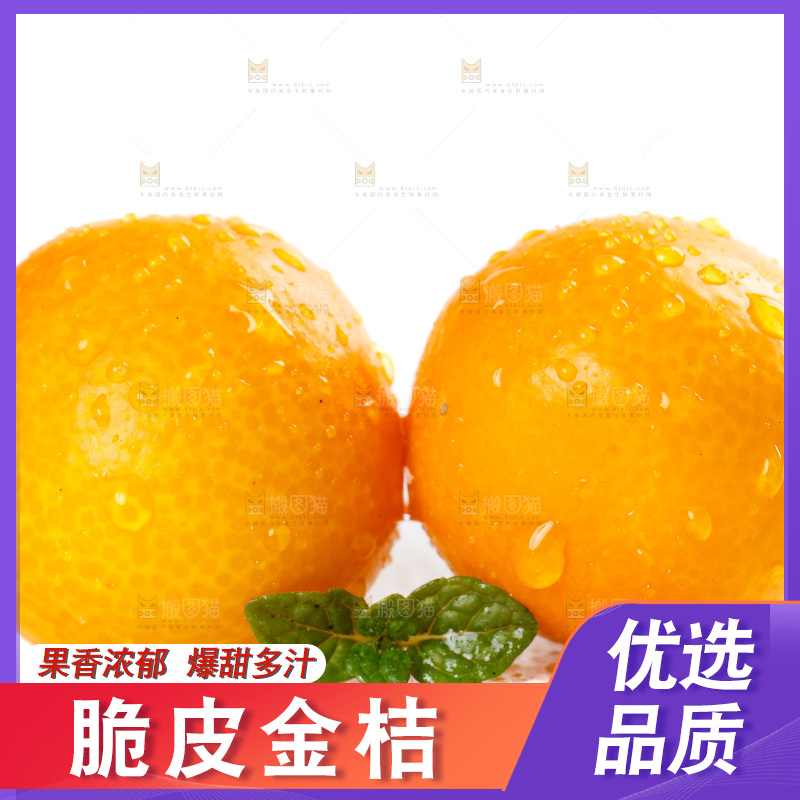 白底上放着小金桔