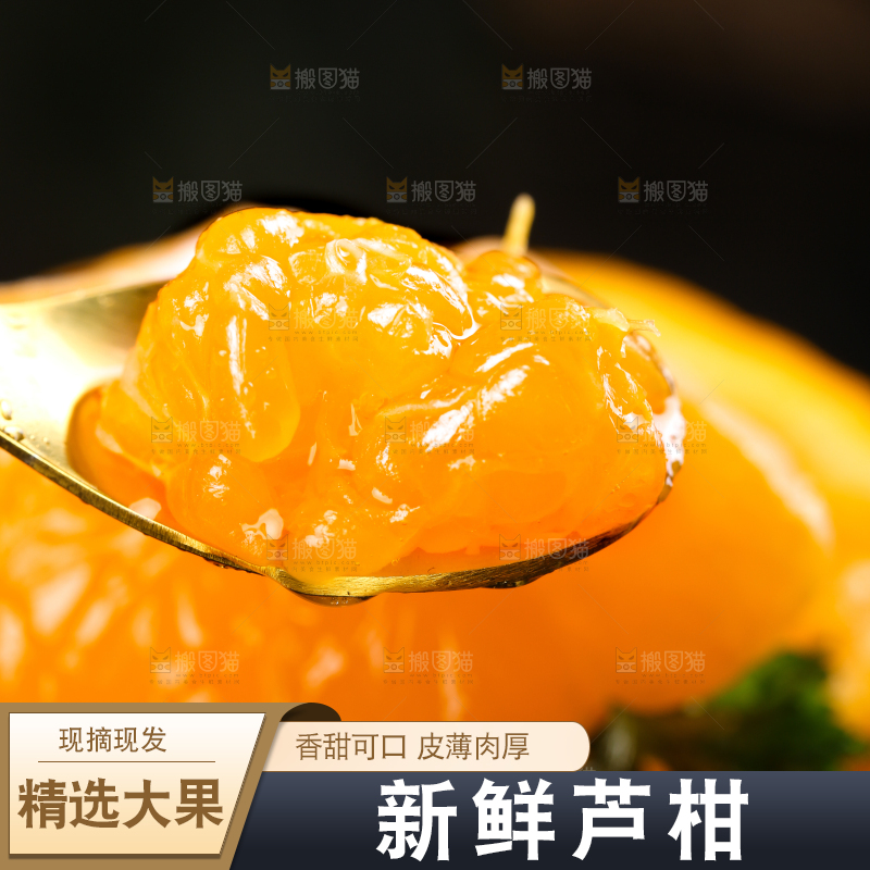 勺子里的芦柑果肉