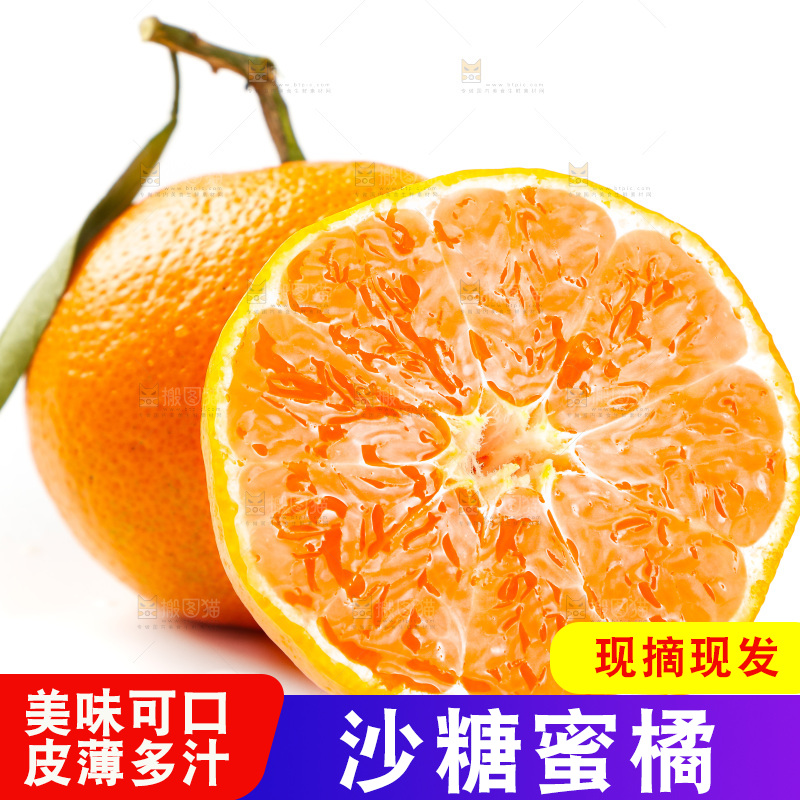 白底上摆放着蜜橘