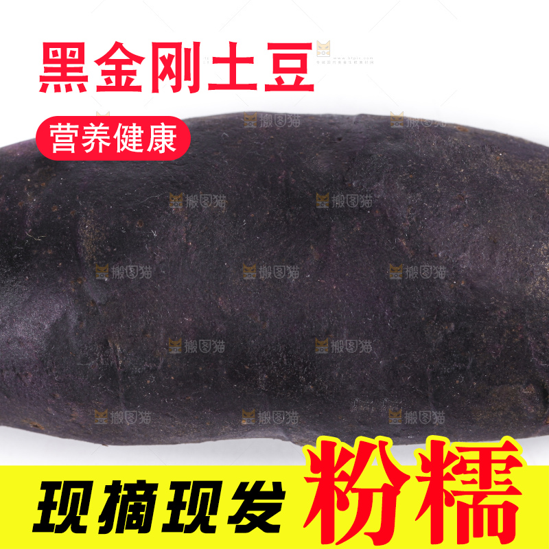 白底上的黑紫马铃薯