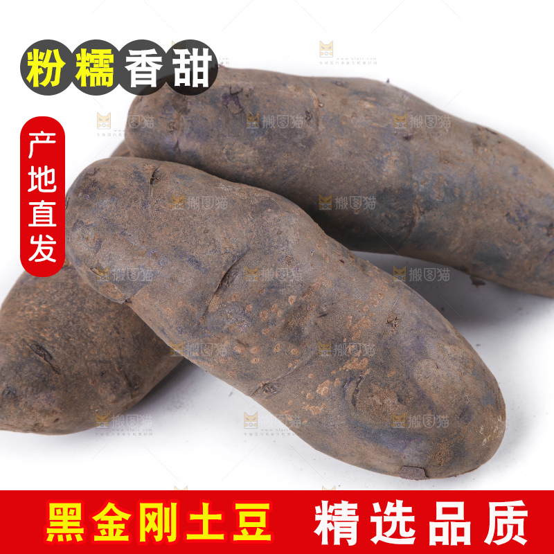 白底上放着黑美人土豆