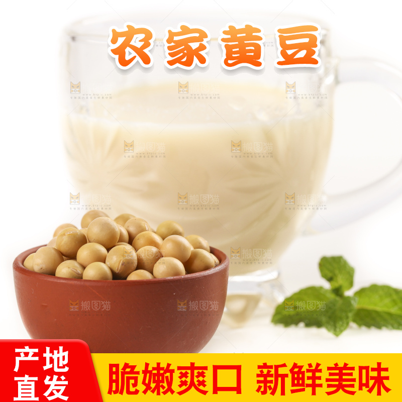 白底上放着东北黄豆