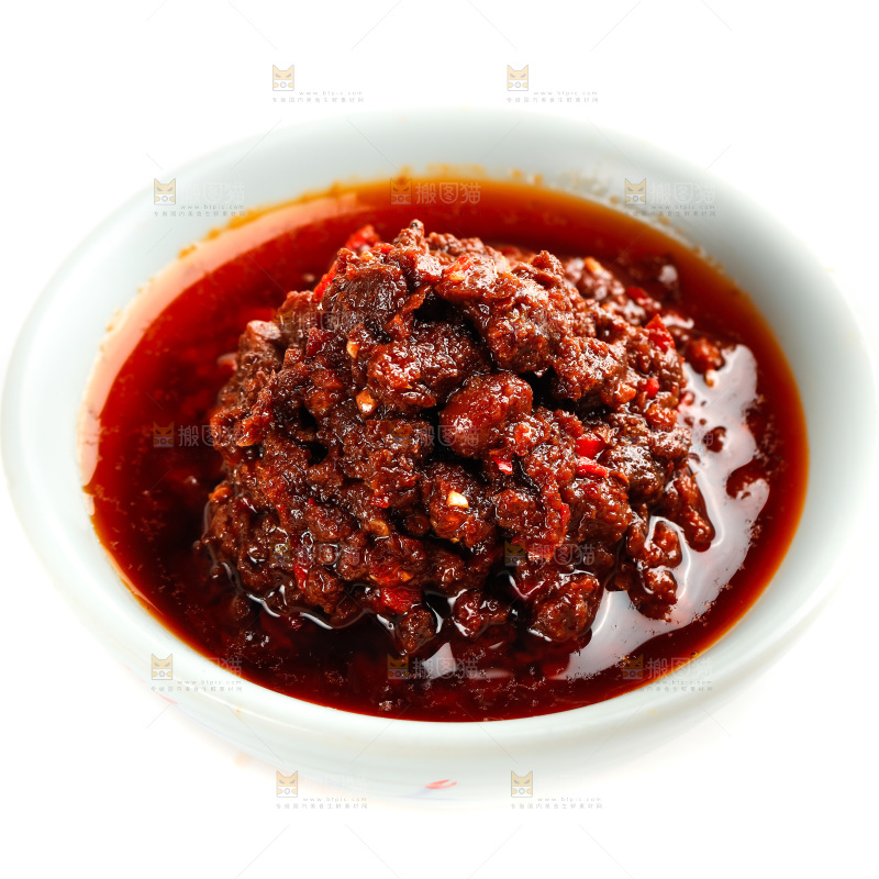 白底上放着一碗牛肉酱
