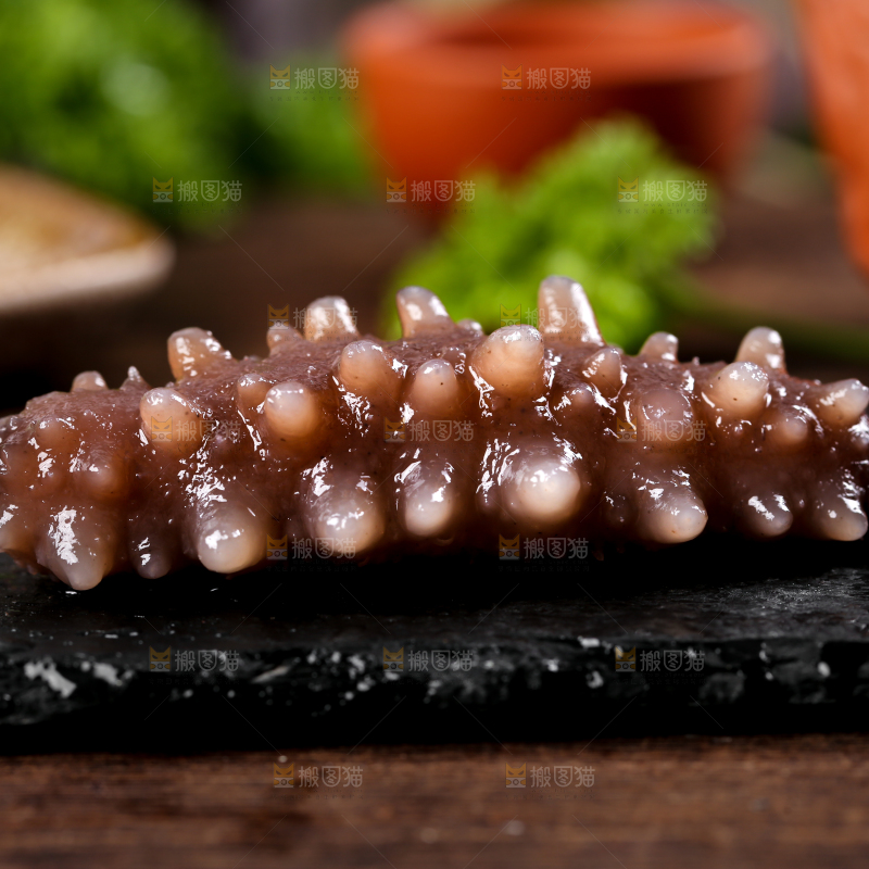 黑石板上的海参