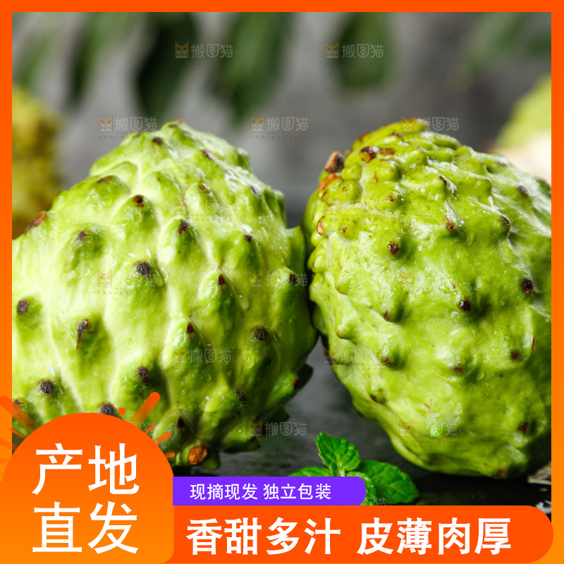 黑底上放着释迦果