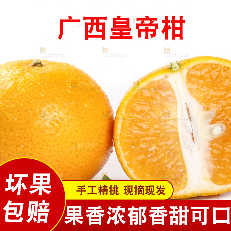 切开的皇帝贡柑放在白底上