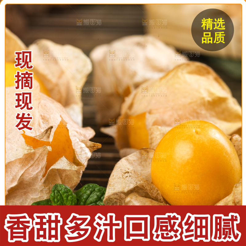 条纹布上摆放着姑娘果