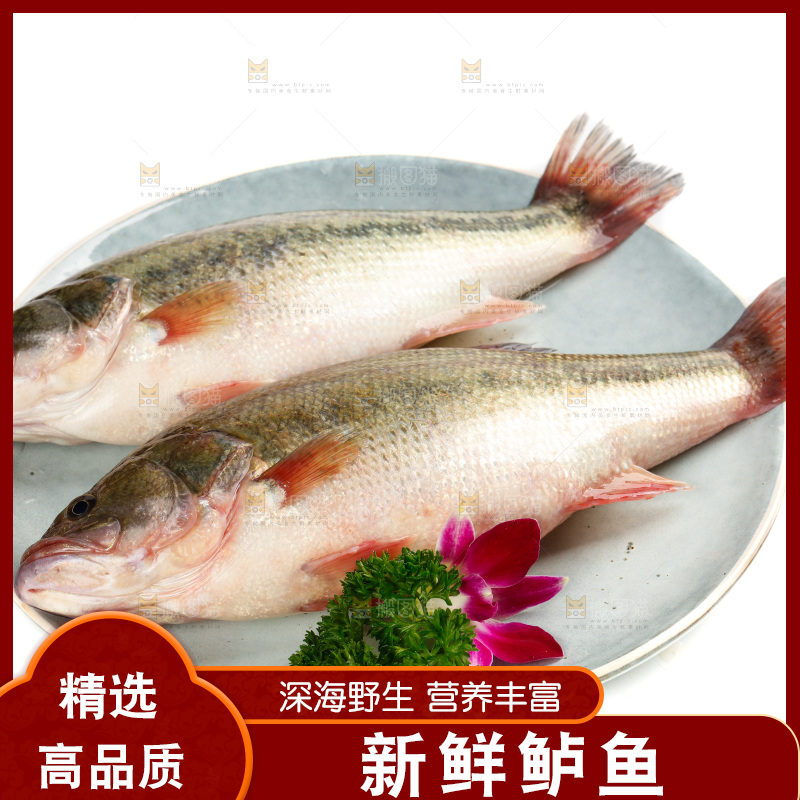 盘子里放着一条鲈鱼
