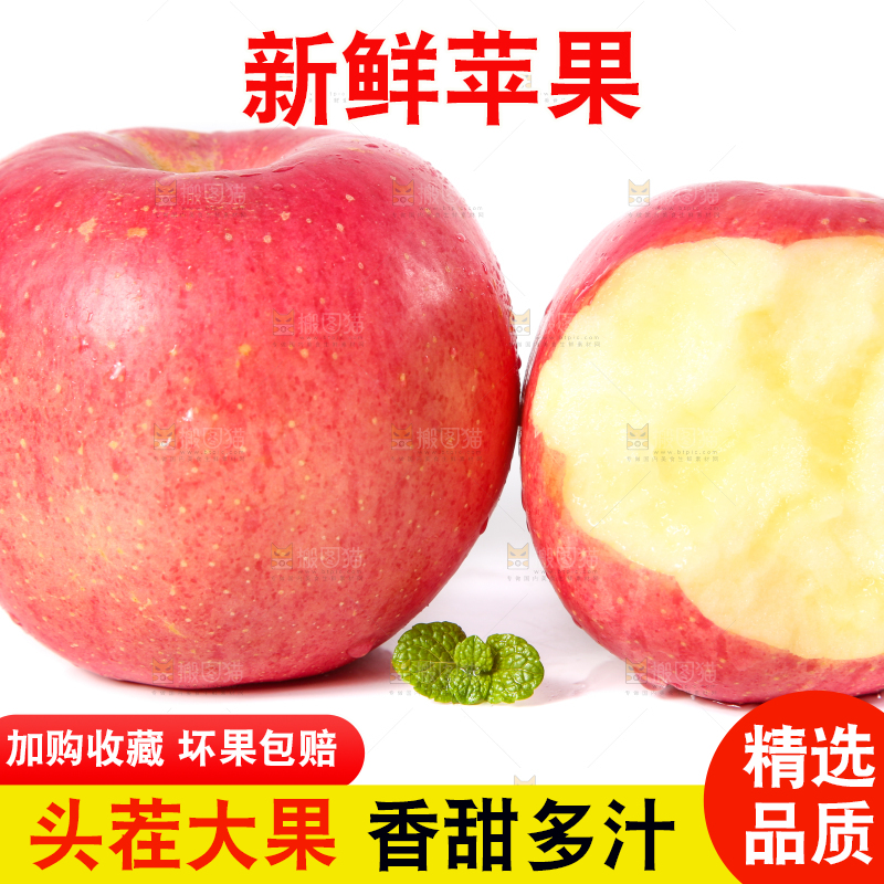白底上的山东红富士苹果