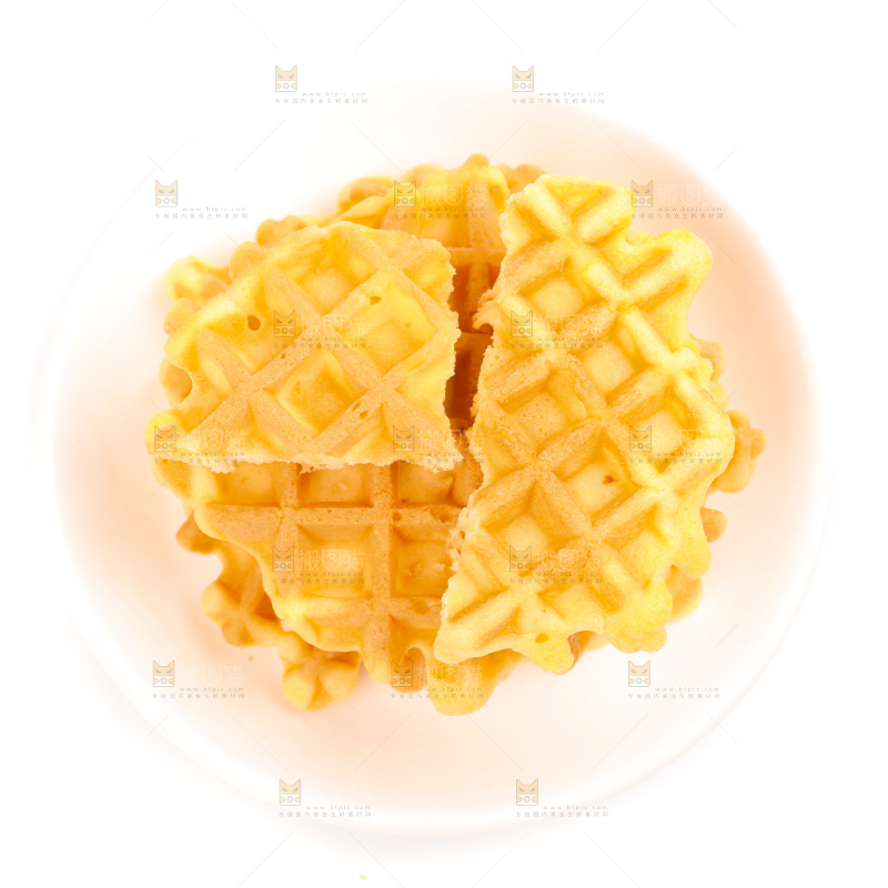 白底上放着一盘华夫蛋糕