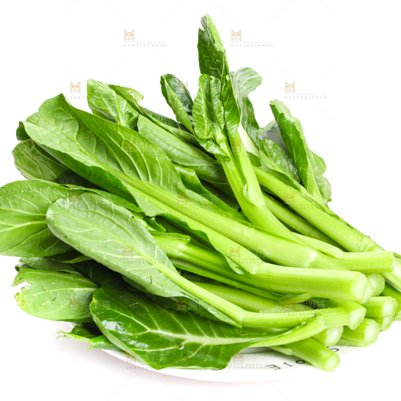 白底上放着菜苔