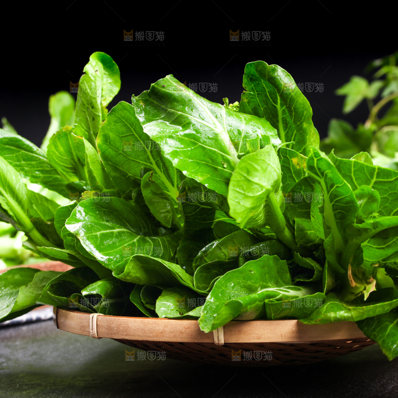 篮子里装着菜苔