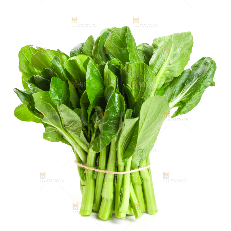 白底上放着菜苔