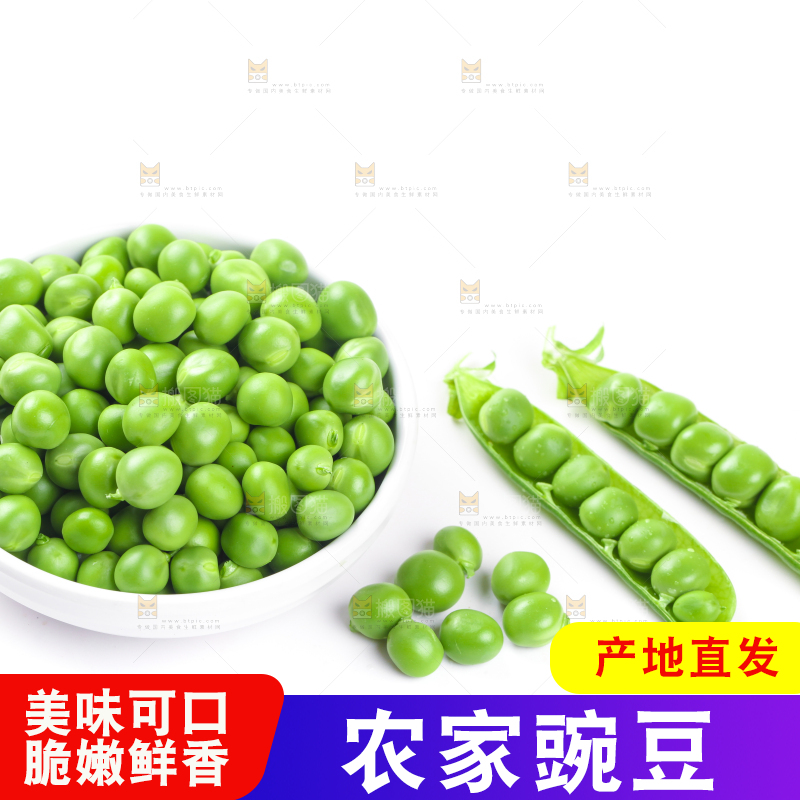 白底上放着一碗新鲜豌豆米
