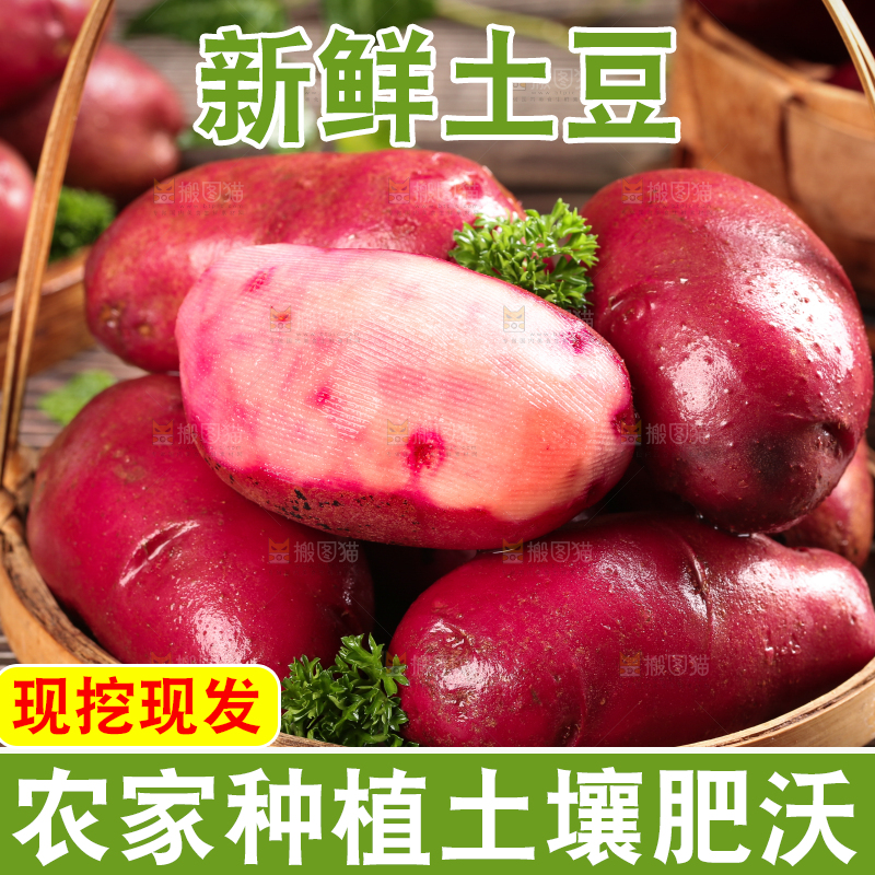 篮子里的红心土豆