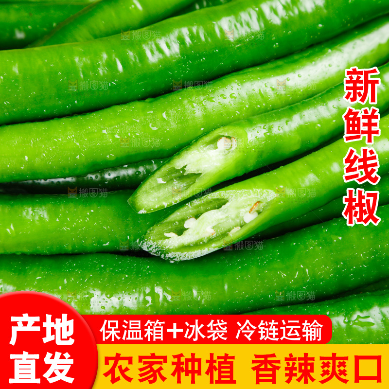 盘子里放着线椒