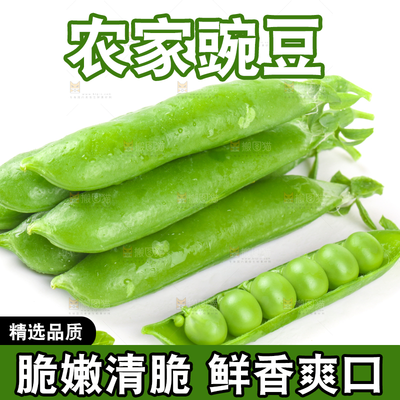 剥开的新鲜豌豆放在白底上