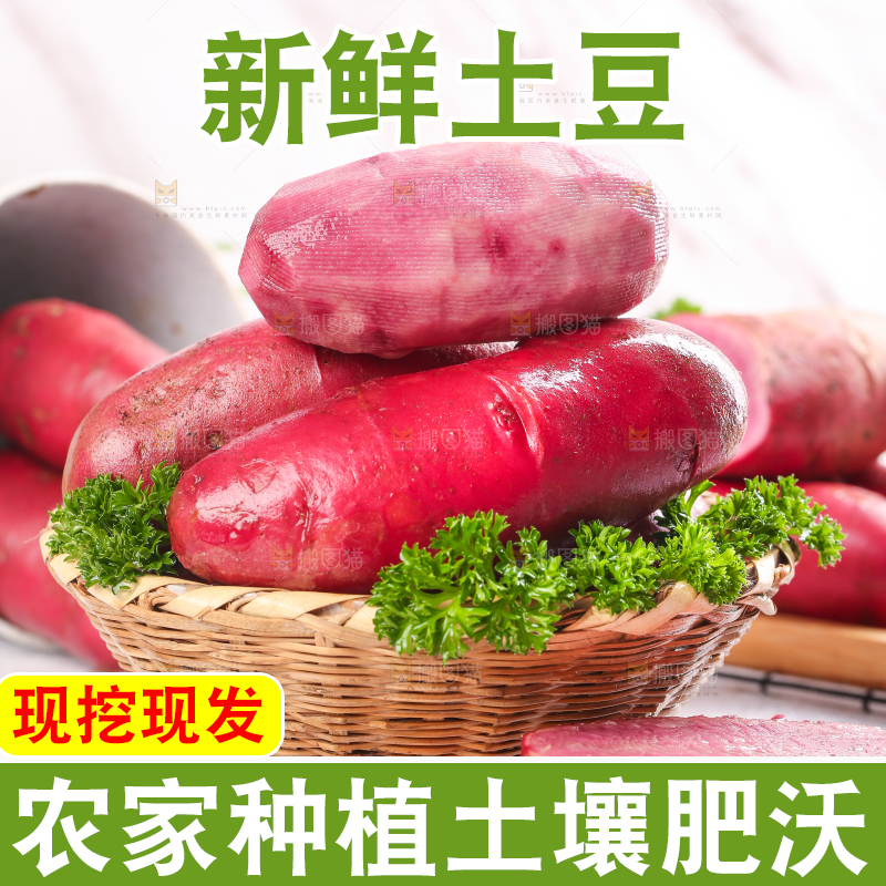 篮子里装着红美人土豆