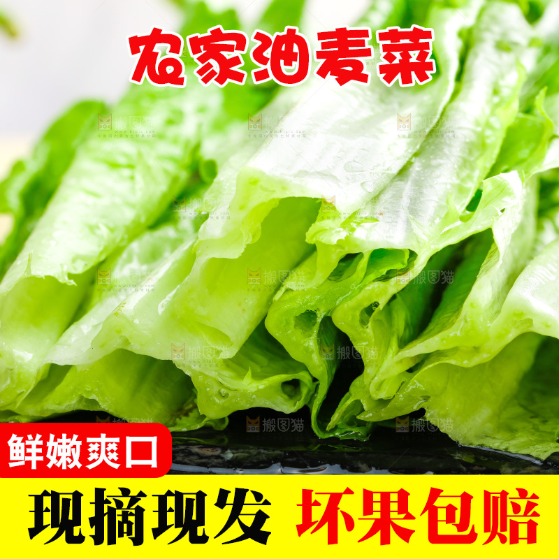 黑石板上放着新鲜油麦菜