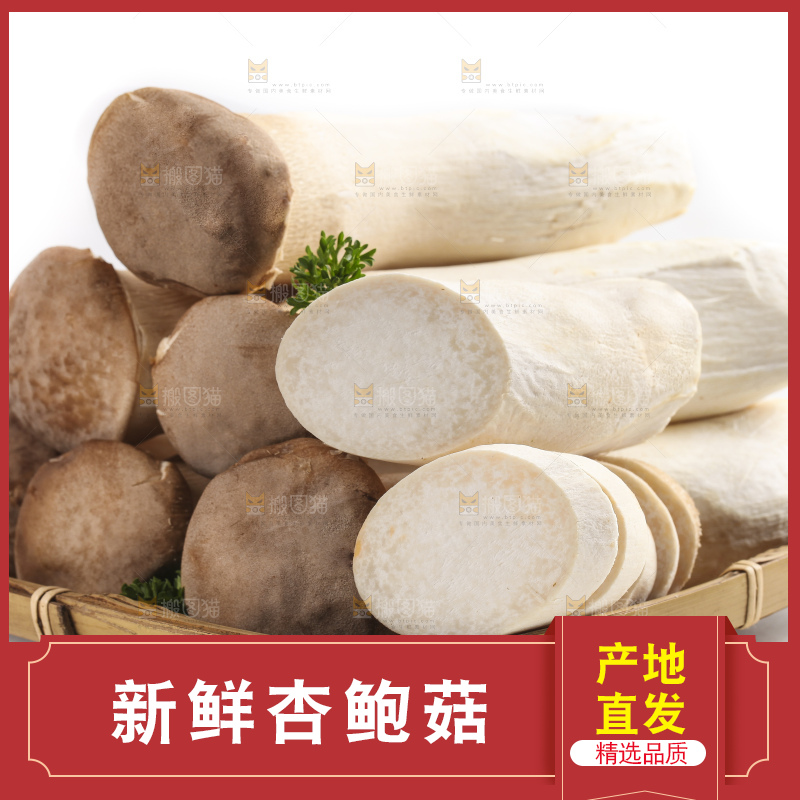 白底上放着大鸡腿菇