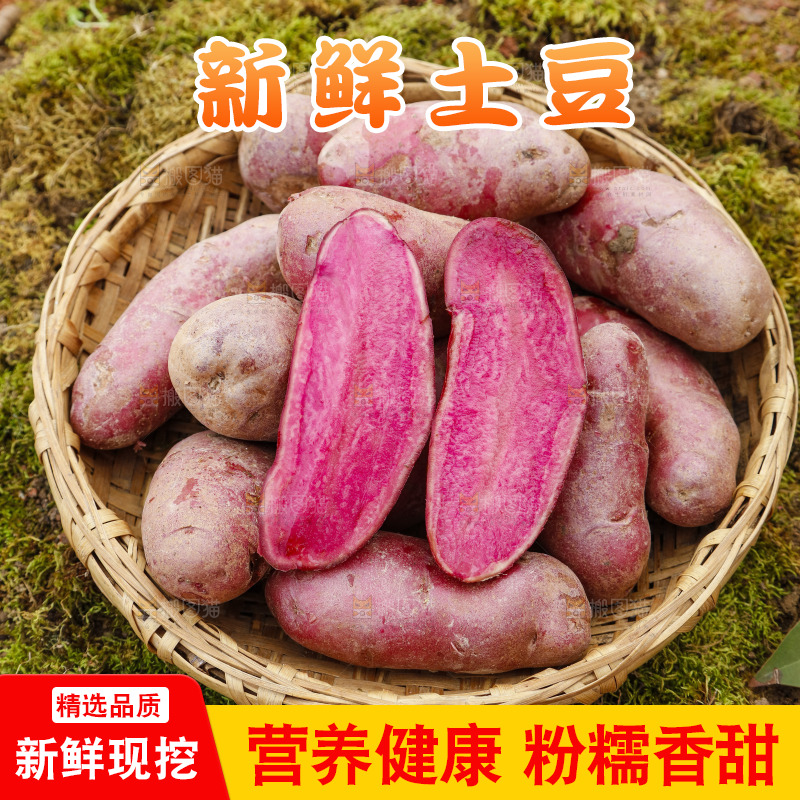 篮子里装着红心土豆