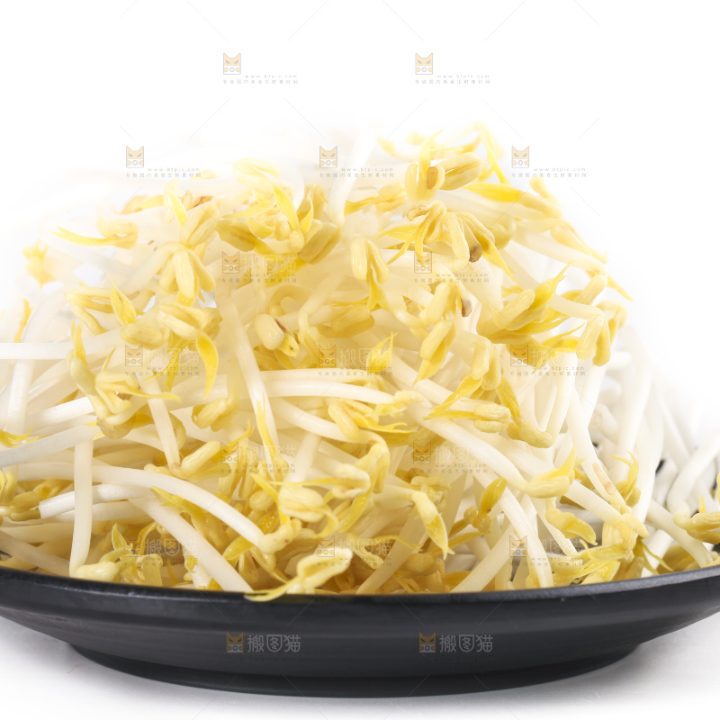 白底上放着绿豆芽