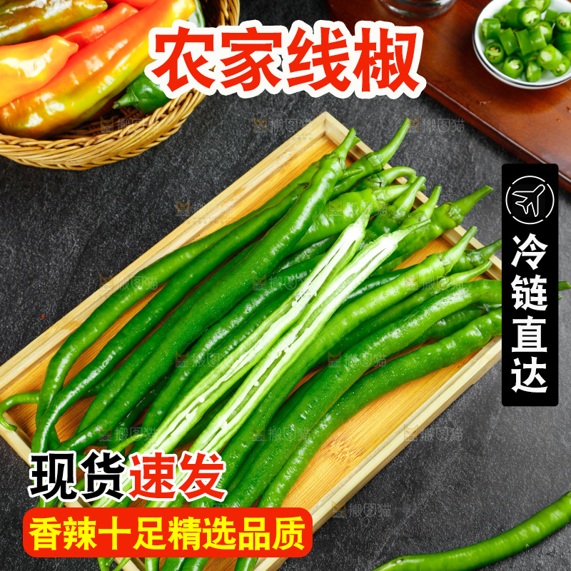 盘子里放着线椒