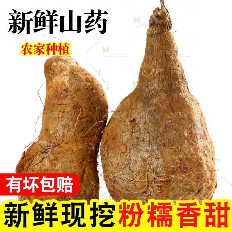 白底上放着云南糯米山药