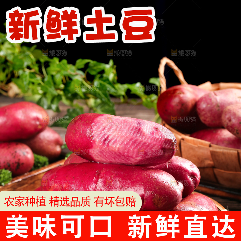 篮子里的红心土豆