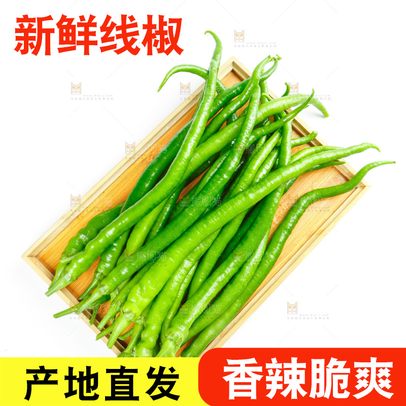 白底上放着二荆条辣椒