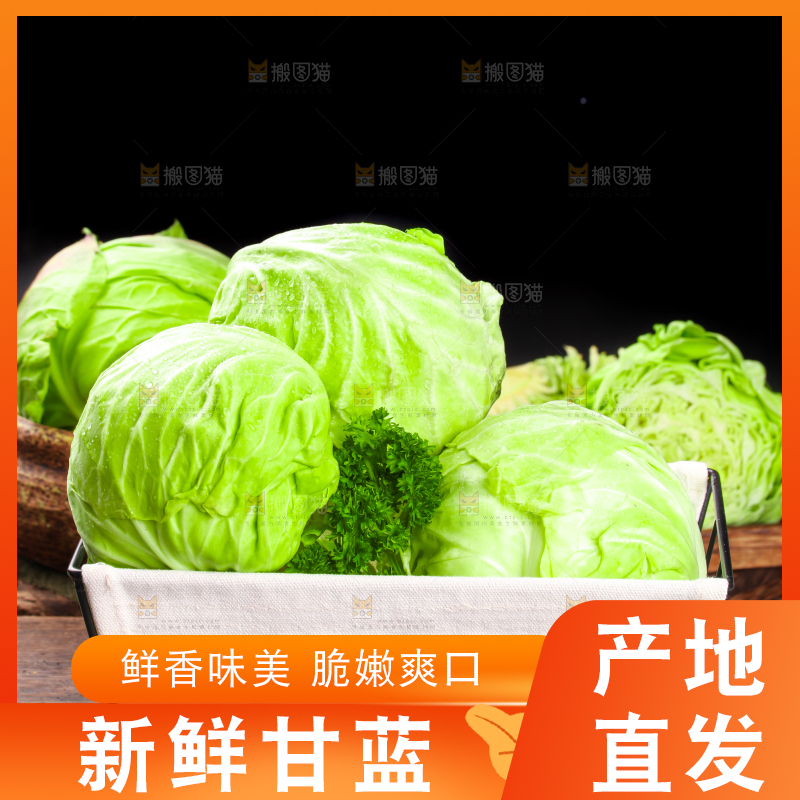 黑底上放着绿甘蓝