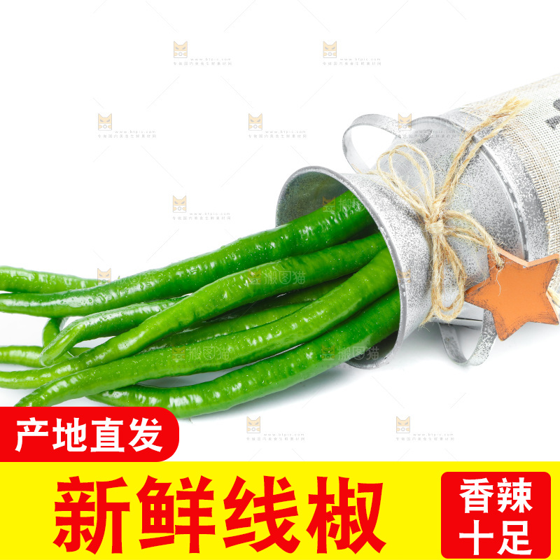 白底上放着二荆条辣椒