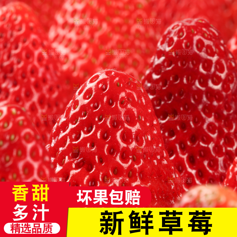 白底上放着一箱新鲜草莓