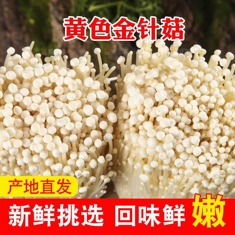 木板上放着金针菇