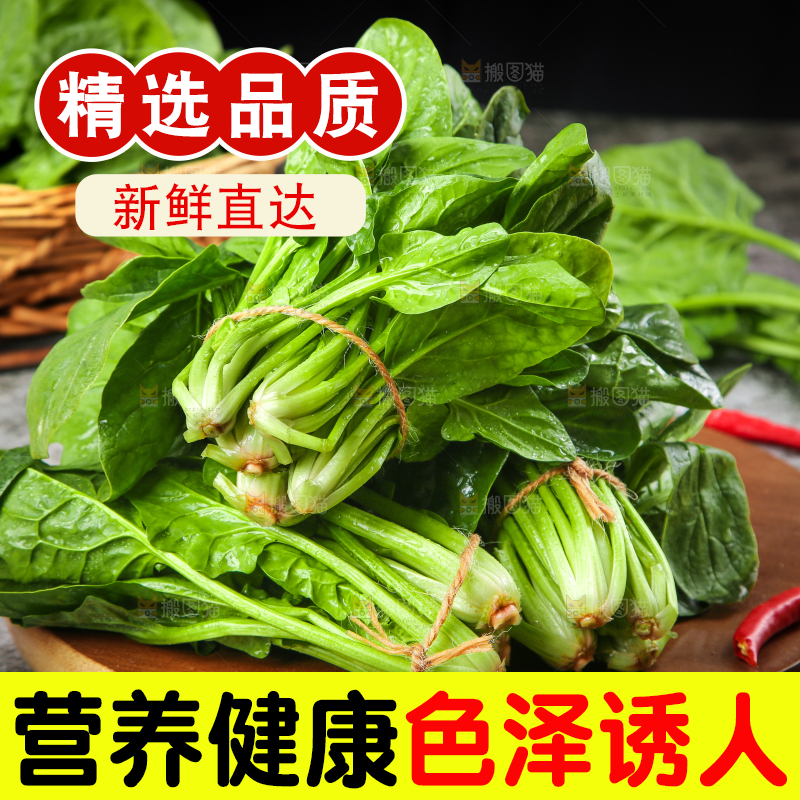 木板上放着绿色菠菜