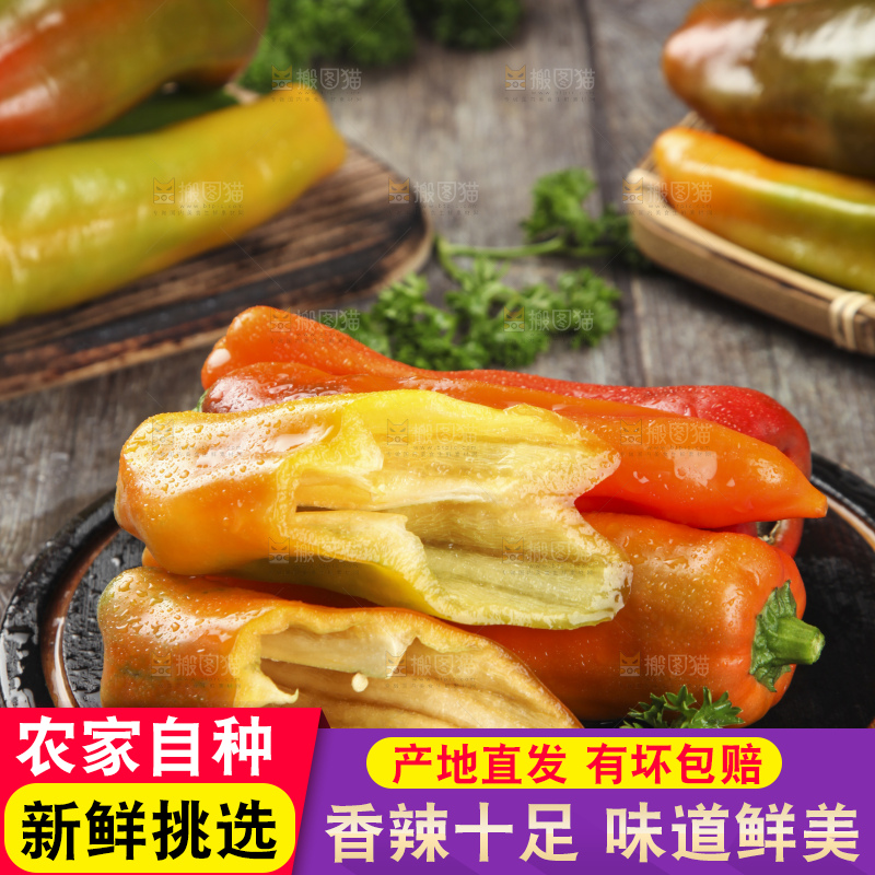 盘子里的彩色大辣椒