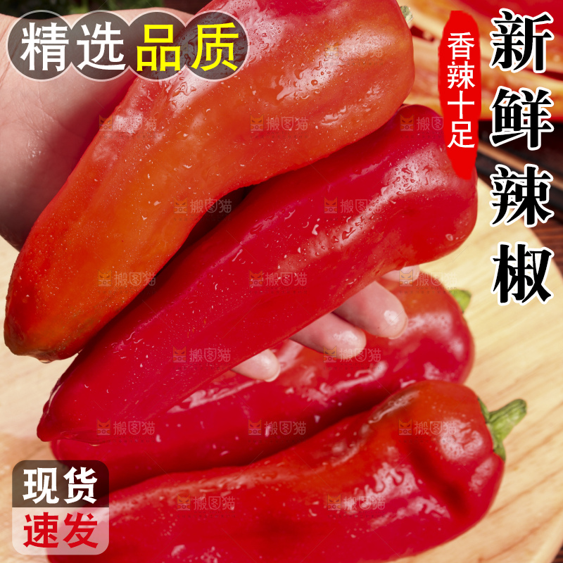 手里拿着新鲜红辣椒