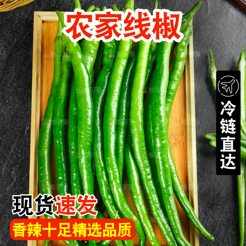 盘子里放着线椒