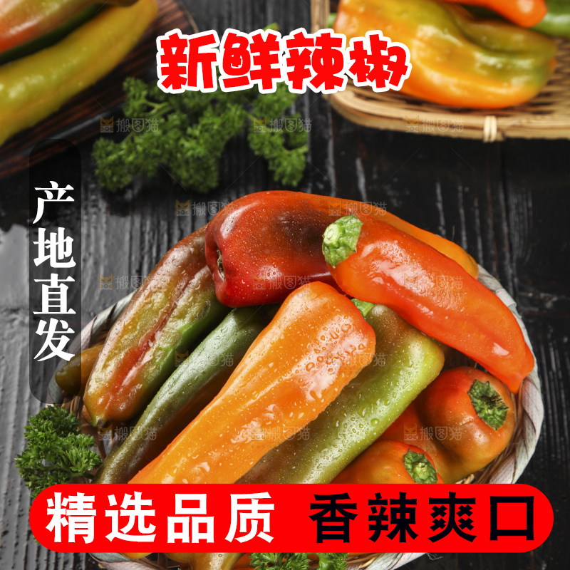 盘子里的彩色大辣椒