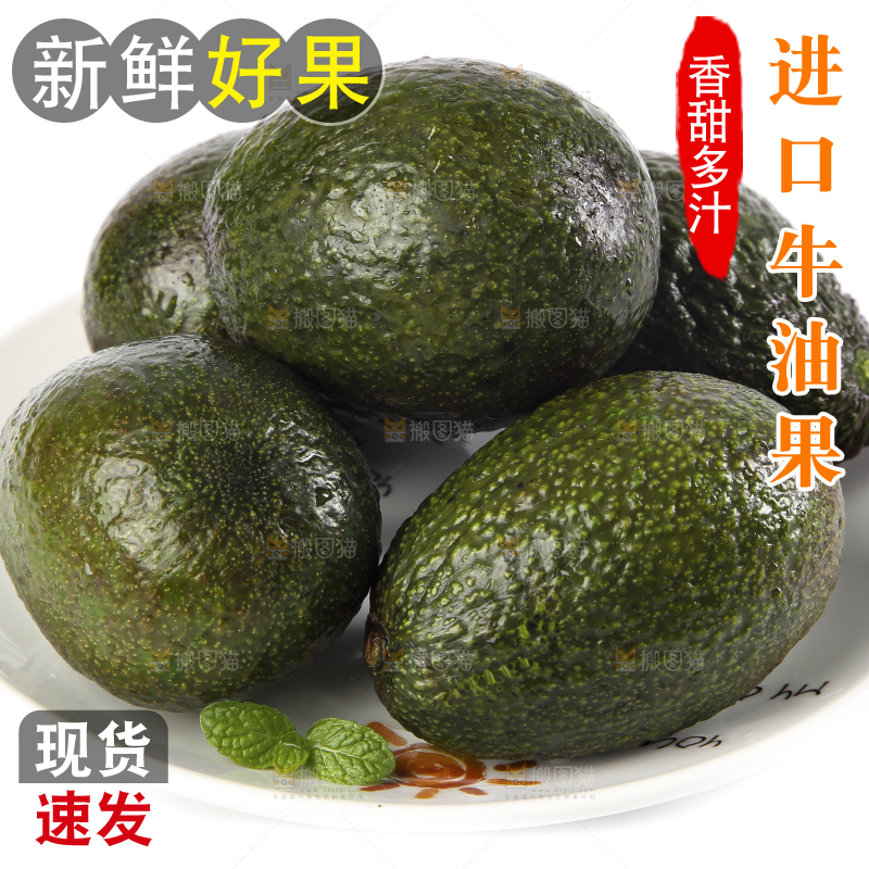 白底上放着一盘巨无霸牛油果