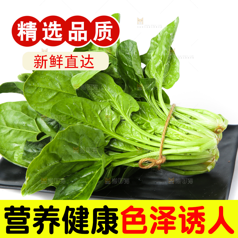 白底上放着菠菜